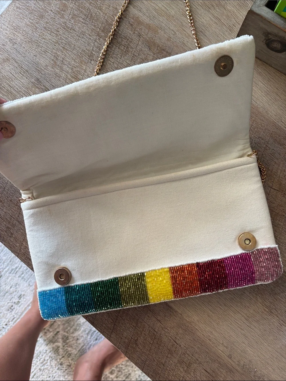 Beaded 'MRS' Rainbow Clutch Shoulder Bag - Multicolor